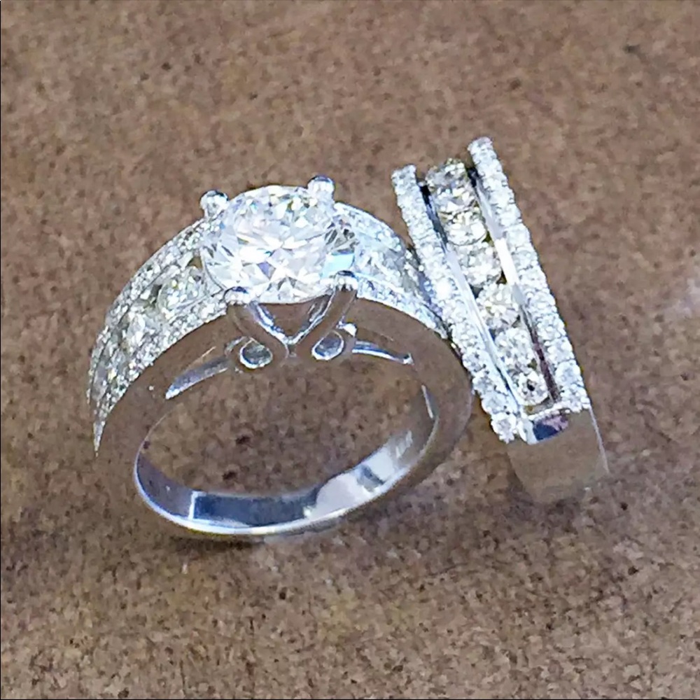 New Bride 925 Silver Set eternity Diamond Ring - Picture 6 of 7